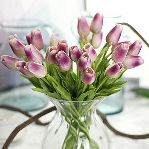 30 pcs Real-Touch Artificial Tulip Flowers Home Wedding Party Decor - color: Light Purple