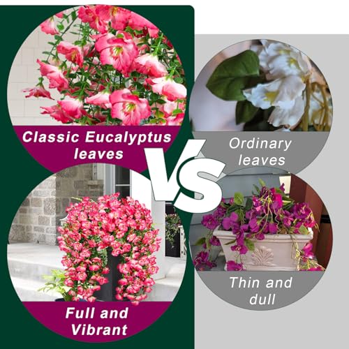 Artificial Hanging Flowers for Outdoors Decor, Fake Silk Hibiscus Long Trailing Vines UV Resistant Realistic Flowers Plants for Outside Front Door Porch Patio Balcony (Pink, 2 pcs) - color: Pink, size: 2 pcs