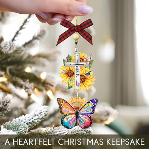 Christian Religious Gifts for Women Faith - Sunflower Butterfly Inspirational Gifts for Women Friends, Mom, Sister, Girl, Catholic Female - Birthday Valentines Mothers Day Easter Ideas Present - color: Sunflower