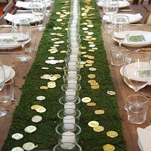 FAICOIA Floral Moss Rug Roll Dried Moss Sheets for Crafts Table Runner Fairy Gardens Wedding Woodland Decor 12" x 71" Preserved Green Moss Mat for Table Forest Decor Carpet Grass Wall 30x180cm - color: Natural Moss Green