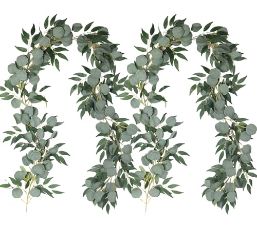 RECUTMS 2Pack Artificial Eucalyptus Garland with Willow Leaves 6Feet Fake Hanging Plant Silk Eucalyptus Willow Leaves Ivy Garland Faux Greenery for Indoor Outdoor Wedding Party Home Table Arch Decor - color: Willow Leaves Eucalyptus Garland 2pack