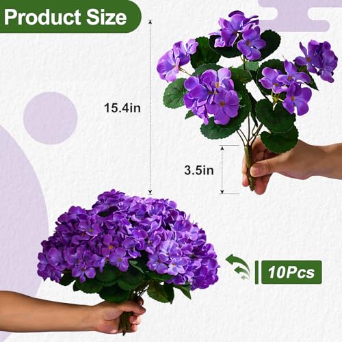Artificial Crabapple Flowers for Outdoor 10 Pcs Artificial Chinese Flower Fake Flowers with Stems Silk Realistic Floral Arrangement for Front Door Porch Planter Patio Balcony (Blue) - color: Blue