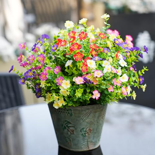 Der Rose 24 Bundles Fake Flowers Artificial Dasiy Faux Flowers Bulk for Outdoor Spring Garden Porch Farmhouse Decor - color: 6 Colors Mix