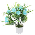 Artificial Light Purple Carnation Bouquet Faux Potted Plant with Pot, Small Artificial Flower Centerpiece for Wedding, Home Decor, and Table Arrangement