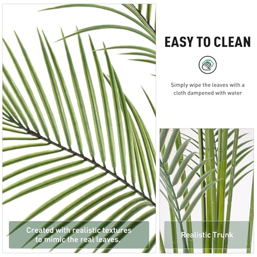 Artificial Palm Tree 6FT Tall Faux Palm Tree Indoor Fake Plants Faux Tropical Plant, UV Resistant & Maintenance Free Indoor/Outdoor Fake Tree in Pot for Home Office Living Room Patio Decor - style: 6FT Fine Leaved