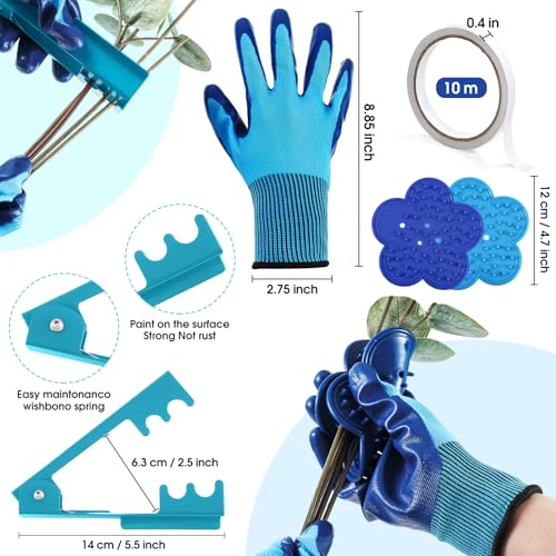 207 Pcs Flower Arrangement Supplies Florist Garden Tool Gift Kit for Women Include Blue Tool Bag Thorn Remover Rose Stripper Outdoor Hand Tools Stem Pruning Shear Gloves Stem Wire Etc Wedding DIY Kit - color: Blue