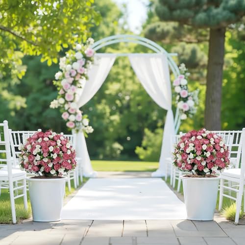 24" Artificial Potted Flowers for Outdoor, Faux Fuchsia Silk Peony | Set of 2 UV Resistant Fake Outdoor Plants & Flowers in Cement Pots for Outside Front Porch Home Indoor Decor - color: Fuchsia, size: 24" Luxury Peony