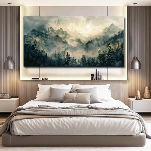 FUHAIHUA Canvas Wall Art For Living Room Large Wall Decor For Office Modern Bedroom Decorations Forest Fog Landscape Pictures Farmhouse Painting Artwork Wall Mural Aesthetic Home Decor 30x60 In - color: Forest Fog, size: 60"L x 30"W