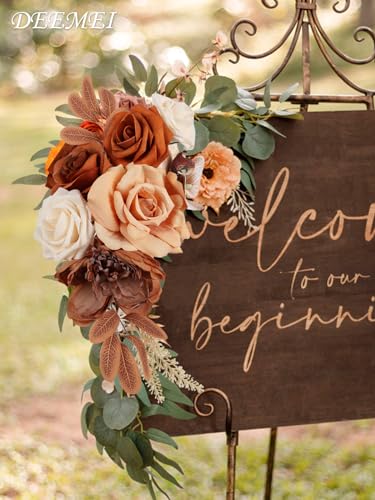 Artificial Flowers Combo Box Set Fall Fake Flowers Silk Mix Roses Peonies with Stems for DIY Bridal Wedding Decor Bouquets Centerpieces Baby Shower Party Home Decorations Orange Champagne 23pcs - color: Orange Champagne