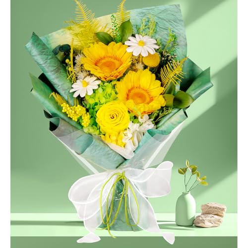 Bonsion Preserved Flowers Yellow Gifts for Women, Flower for Delivery, Preserved Sunflower Bouquets, Birthday Gifts for Grandma, Mothers Day Flowers for Wife - color: Yellow
