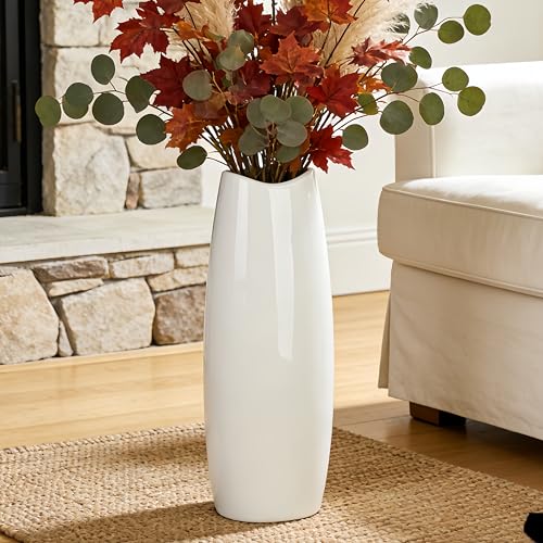 Large Ceramic Floor Vase, White 16" Tall Decorative Vase,Modern Home, Office, Living Room, Kitchen, Bedroom Decoration, Housewarming,Wedding, New Year Gift - color: Shape 1, size: 16 Inch