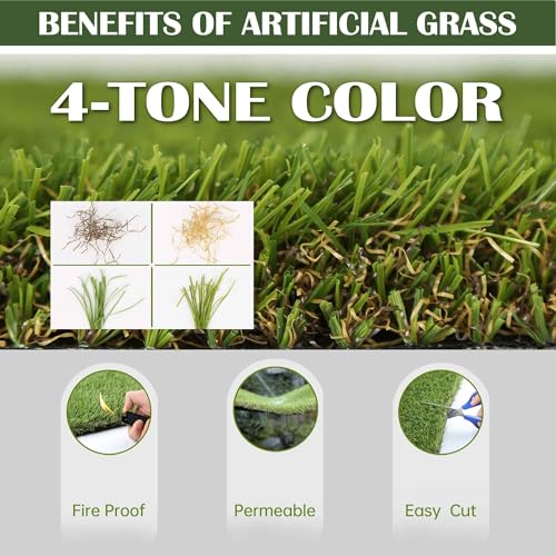 1.38" Artificial Grass Turf 5 x 10 FT, Indoor Outdoor Garden Lawn Landscape Patio Turf Grass Rug, Dog Grass Turf Pads Mat, Thick Fake Faux Turf, Dog Pets Grass Mats for Puppy Training - size: 5x10FT