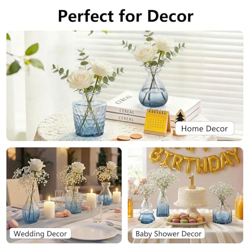 RUCKAE Glass Bud Vases Mini Flower Vase Small Vintage Vases for Centerpiece Table Wedding Decorations Home Decor Party(Gradient Blue 32pack) - color: Gradient Blue