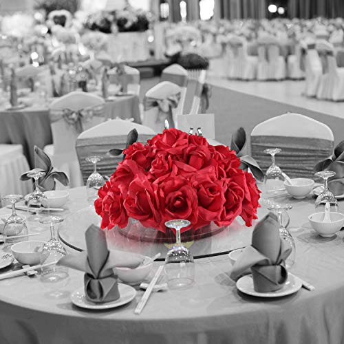 Larksilk Roses Silk Flowers, Real Touch Bulk 50 Pack | Real-touch silk roses, bulk faux rose heads with stems; artificial flowers for wedding, bridal bouquet & centerpiece - color: Beauty