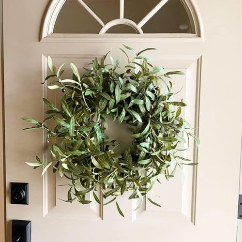 6pcs Artificial Plants Greenery Olive Branches Stems Fake Plants Green Leaves Fruits Branch Leaves for Home Office ndoor Outside DIY-Wreath Decor 28-Inch (6)