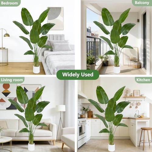 Bird of Paradise Artificial Tree, 6Ft Tall Faux Plant, Fake Banana Leaf Plant Indoor, Faux Palm Tree Faux Floor Plants Tropical Tree in Pot, Present for Friend Housewarming Decor - color: White, size: 6FT