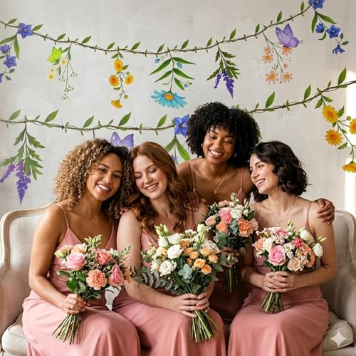 Flower Garland Banner Wildflower Party Decorations for Enchanted Garden Floral Woodland Theme Picnic for Woodland Tropical Theme Wedding Baby Shower Birthday Tea Supplies Girl Decorations