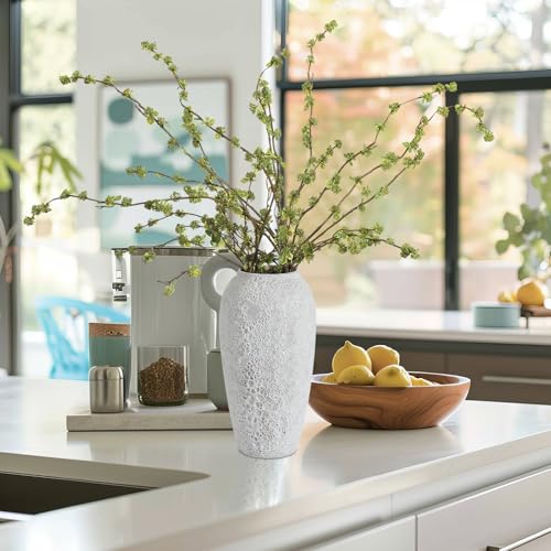 Zeyune 6 Pcs Artificial Branches with Green Buds 40" Evergreen Faux Plastic Plant Stem Picks Sprigs for Vase DIY Home Office Wedding Party Indoor Outdoor Modern Decor, No Vase (Regular Style) - color: Green, size: Regular Style