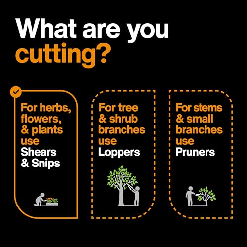 Fiskars Curved Micro-Tip Pruning Snips - 6" Garden Shears with Sheath and SoftGrip Handle - Yard and Garden Tools - Orange/Black - style: Curved Snips