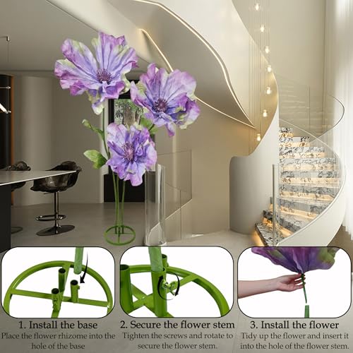 3D Large Realistic Fake Flowers Weddings Decor Waterproof - 3PCS Purple Giant Peony Artificial Flower, Big Artificial Flowers Durable Easy Maintenance for Birthday Party/Malls Background Decoration - color: Peony-purple