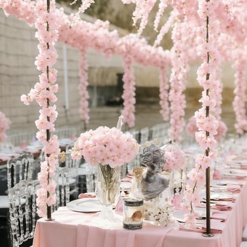 2 Packs Cherry Blossom Garland Pink Flowers Garland Hanging Silk Flowers Garland Hanging Sakura Flower Vines for Home Wedding Party Arch Office Garden Sakura Spring Decor (Cherry Pink) - color: Cherry Pink, size: 2PCS