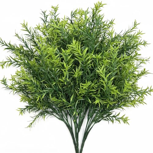 Artificial Rosemary Plants, Fake Plant Bushes Plastic Greenery Grass Faux Shrubs for Home Decor Kitchen Bathroom Farmhouse Room Shelf Desk Coffee Table Vase Pot Planter Filler DIY Decorations 6 Pack - color: Rosemary Grass / 6 Pack
