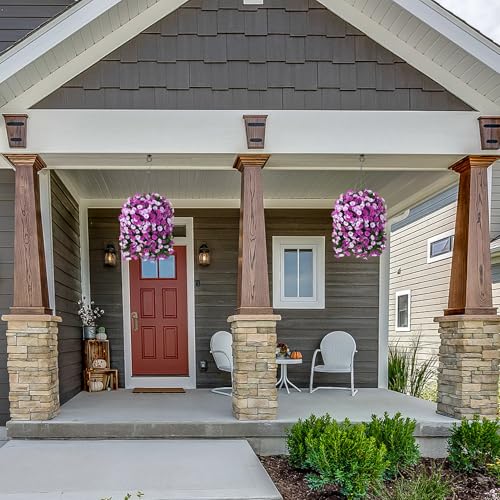 Fake Flowers for Outdoor Decorations, 2 PCS Artificial Silk Morning Glory Trailing Vines Look Real UV Resistant for Porch Planter Patio Decor (Light Fuchsia and Fuchsia) - color: Light Fuchsia and Fuchsia