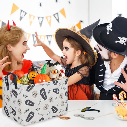 Halloween goth thriller basket,Empty Halloween basket,Gothic home decor,Trick or Treat Basket for Boys and Girls,Waterproof collapsible storage box(Gothic) - color: Gothic