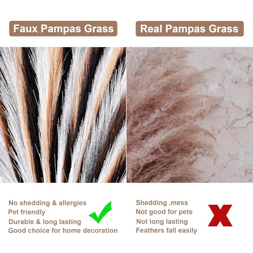 Pampas Grass Small, Black&White&Orange 30 Pcs 17" Faux Pampas Grass Short Decor, Pompas Grass Flower Arrangement and Vase Filler for Halloween Decoration - color: Black&white&orange, size: 17'' Tall