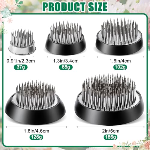 5 Pcs Flower Frogs for Flower Arrangements, Floral Frog Kenzan with Rubber Base, Japanese Ikebana Flower Holder Fixed Tools for Vase, DIY Floral Arrangement Supplies (Multiple Sizes, Silver) - color: silver