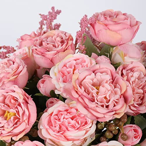 Artificial Peonies Silk Flowers, Pink Faux Peony Bouquet 4 Bundles Florals Arrangements for Farmhouse Home Boho Wedding Table Centerpiece, Fake Plastic Flowers Bulk for Vase Decoration (Blush Pink) - color: Blush Pink, size: 4PCS