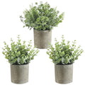 3 Pack Mini Potted Fake Plants Artificial Plastic Indoor Eucalyptus Plants for Home, Office, Desk, Bathroom, Coffee Table & Shelf (Light Green) - color: Light Green