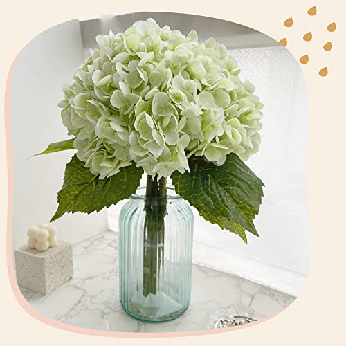 Yatim 21In Light Green Artificial Hydrangea Flowers 5 Pcs Real Touch 3D Print Latex Flowers for Wedding Centerpieces Bouquets DIY Floral Decor Home Decoration with Stems - color: Light Green