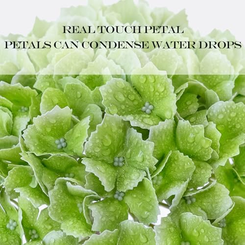 JINWOE Green Faux Hydrangea Flowers, 3pcs 21" Latex Real Touch Spring Silk Flowers,Lifelike Artificial Hydrangeas with Stems for Porch Bouquets Wedding Home Table Centerpieces - color: Green