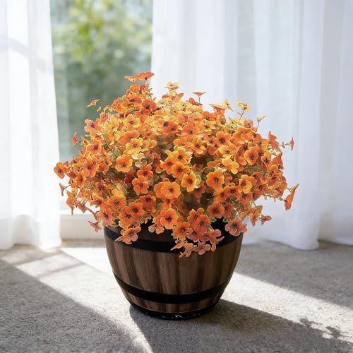 Artificial Fall Flowers for Outdoors - UV Resistant & Fade-Resistant Fake Flowers, 10 Bundles Orange Yellow Waterproof Faux Flowers for Garden, Yard, Patio, Wedding & Fall Decor - color: Yellow Orange