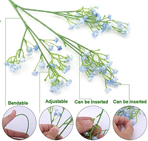 LYLYFAN Babys Breath Artificial Flowers,12 Pcs Gypsophila Faux Flowers for Wedding Party Home Garden Decoration Blue - color: Blue, size: 12pcs