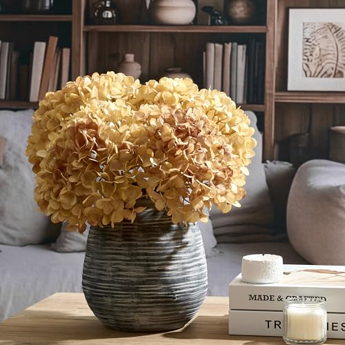 SIDUCAL Ceramic Rustic Farmhouse Flower Vase, Pottery Decorative Flower Vase for Home Decor, Table, Living Room Decoration, Shelf Decor, Mantel, 7.3 Inch, Black - color: Black