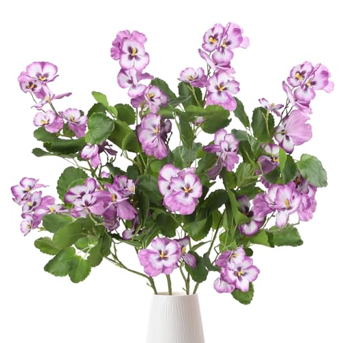 4 PCS Artificial Pansies Flowers for Decoration 35.43" Fake Pansy with Long Stems Fuchsia Faux Silk Pansies Spring Flower Arrangements for Vase Home Outdoor DIY Wedding Party Decor(Fuchsia) - color: Fuchsia