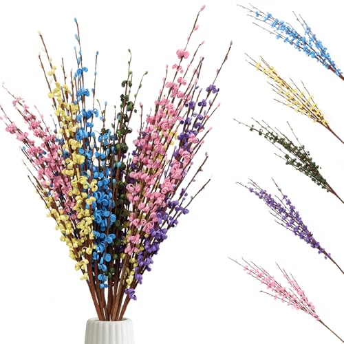 Wootkey 29.5" 10 Pcs Colorful Long Jasmine Artificial Flowers Faux Dry Jasmine Flowers for Vases Indoor Home Decorations Spring Party Decor (LightColor) - color: Lightcolor, size: 10pcs-29.5''