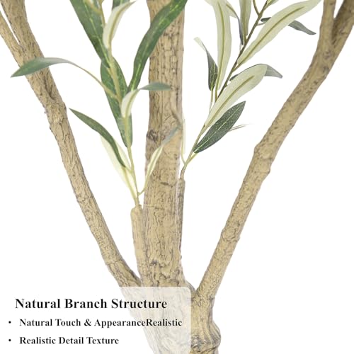 Nafresh Tall Faux Olive Tree 6ft (72in), Artificial Olive Tree with Silk Leaves, Natural-Look Trunk, Adjustable Branches and Lifelike Fruits, Fake Tree for Living Room Bedroom Office Entryway Foyer - size: 6ft