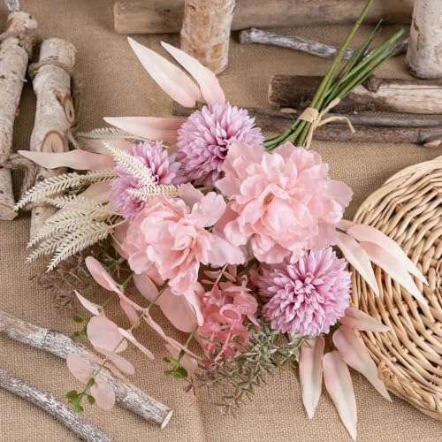 KIRIFLY Artificial Fake Flowers Plants Silk Flower Arrangements Wedding Bouquets Decorations Plastic Floral Table Centerpieces for Home Kitchen Garden Party Décor (Pink Purple) - color: Pink Purple