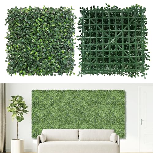 NETAP Artificial Grass Wall Panels Backdrop,10"x 10"(12Pcs) Faux Boxwood Panels for Outdoor Indoor Green Wall Decor,Party Wedding Garden Fence Decorations - size: 10x10Inch 12Pcs