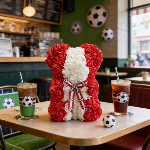 Canada LED Artificial Rose Flower Bear, Valentine's Mother's Day, Christmas, Birthday,Thanksgiving Party Anniversary Girl Friend Wife Light Strips and Greeting Cards(CA) - color: Ca