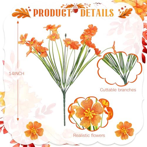 Lyrow 100 Bundles Violet Artificial Flowers, UV Resistant Faux Silk Flowers Outdoor, Fake Violet Bulk for Front Porch Hanging Garden Courtyard Farmhouse Home(Bright Orange) - color: Bright Orange