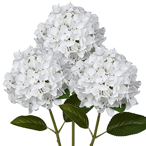 DILATATA Artificial Hydrangeas Tall Artificial Hydrangea Stems 26" Faux Hydrangea Silk Flowers Fake Hydrangea Resuable for Party,Home,Office Decor, Artificial Flower Perfect for Wedding Decor Gift-3 - color: White #3, size: 3PCS