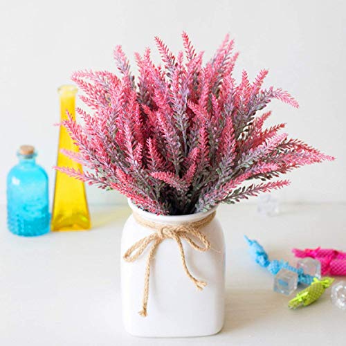 Artificial Flowers Lavender Lifelike Artificial Plant Bouquet with Green Leaves for Home Decor Wedding Garden Patio Decoration - Red 4 Bundles - color: Lavender/Red/4pcs