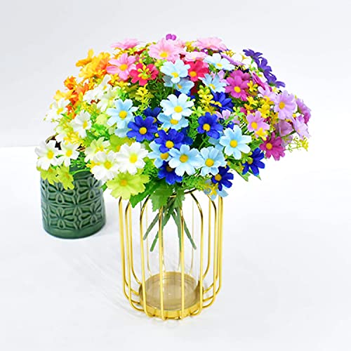 Artificial Daisy Flowers 6 Bundles, UV Resistant Fake Silk Flowers, No Fade Greenery Shrubs Plants for Garden Farmhouse Porch Wedding Indoor Outdoor Home Decor (White) - color: White