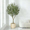 VeriNatural Artificial Olive Tree 7FT - Large Fake Olive Trees Indoor with 3066 Silk Leaves, Outdoor Potted Faux Plant with UV Resistant for Living Room,Office,Patio, Home Decor,VN157 - size: 7ft