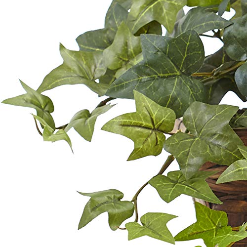 Nearly Natural 12.5in. Puff Ivy with Ledge Basket Silk Plants, Green,20.5'' x 6'' x 12''