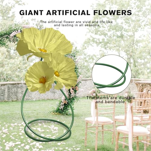 Wedding Giant Flowers Decorations, Large Paper Flowers, Artificial Flower Art Wall Decoration for Reception Banquet Outdoor Ceremony Church Spring Wedding Arrangements 3 Pack (Yellow) - color: Yellow Poppy